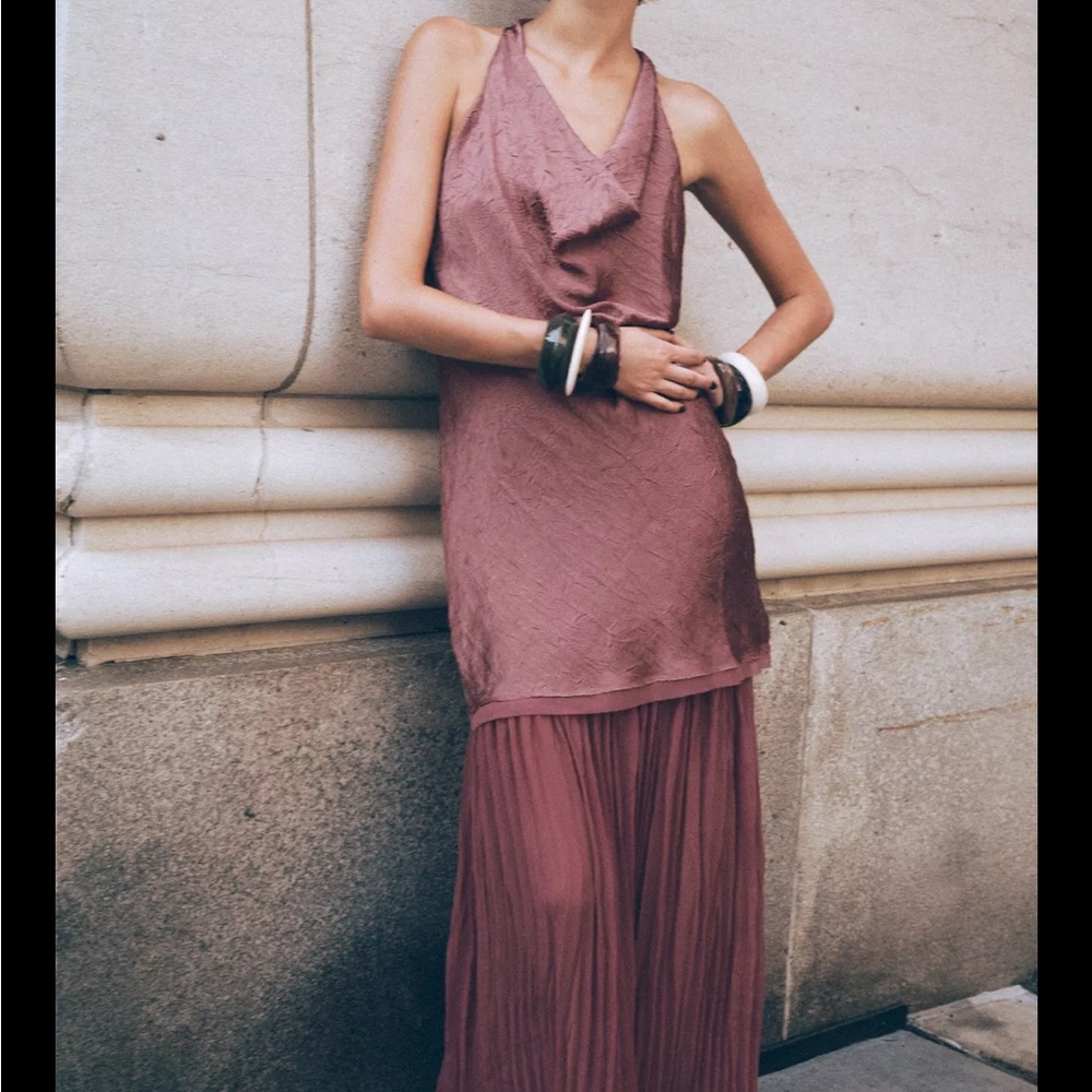 Zara Mauve Pink Halter Midi Dress